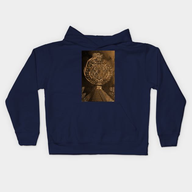 the mexican pyramids in teotihuacan dragon calendar Kids Hoodie by jorge_lebeau